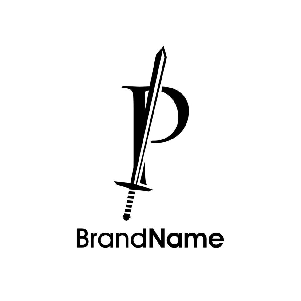 Luxury Initial P Sword Logo vector