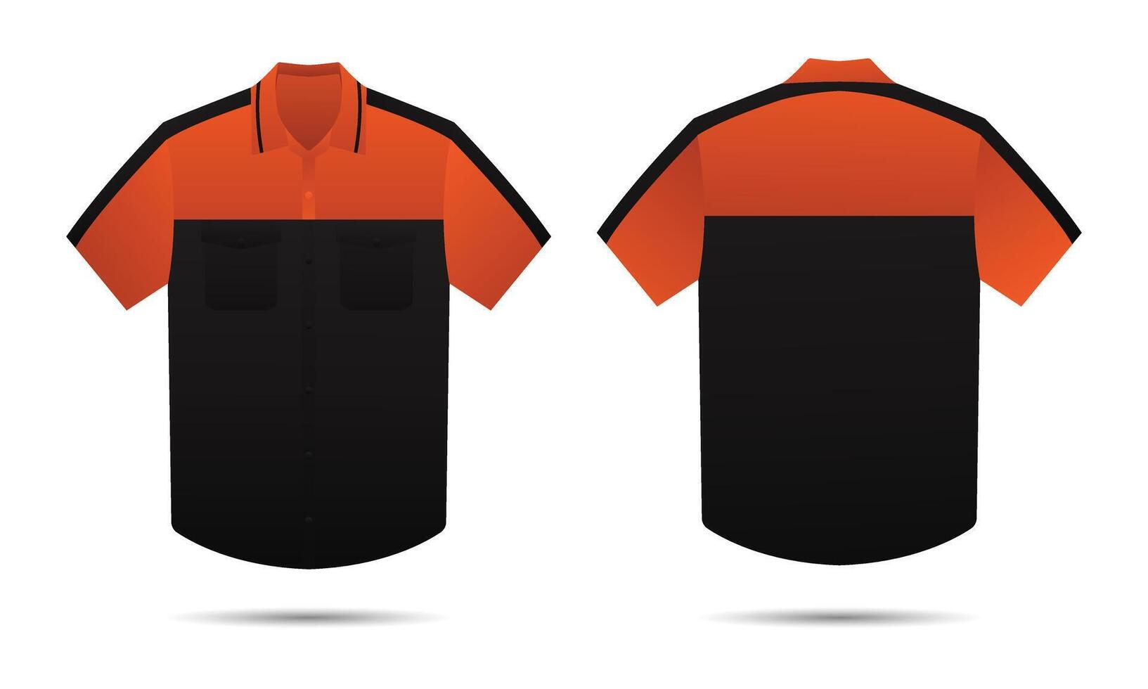 Short sleeve collar work shirt template front and back view vector