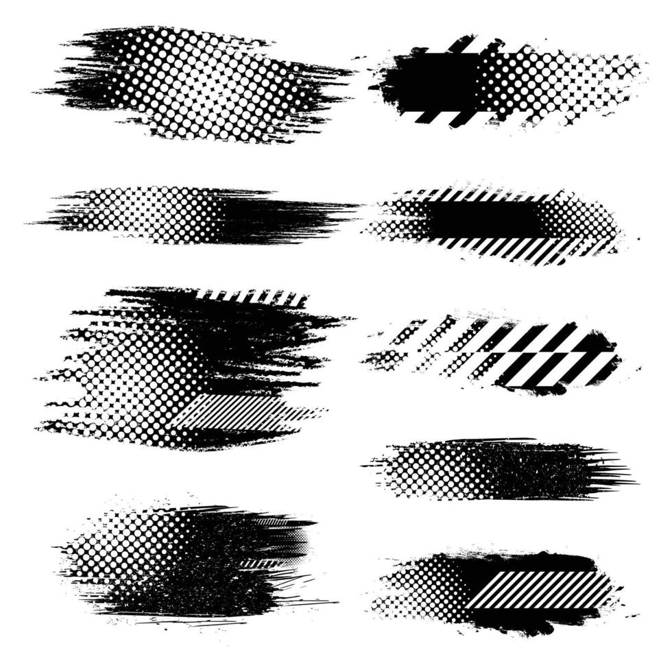 Collection of racing style grunge abstract brush strokes vector