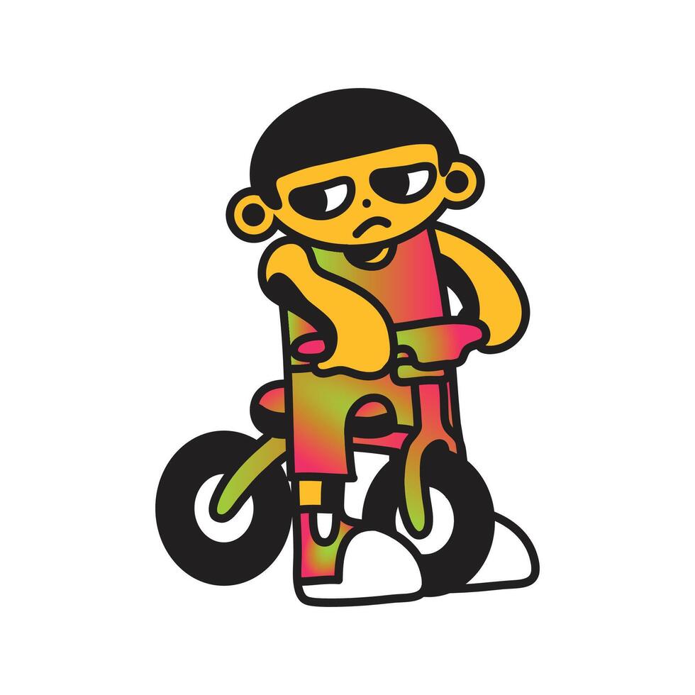 A boy riding bicycle cartoon character vector