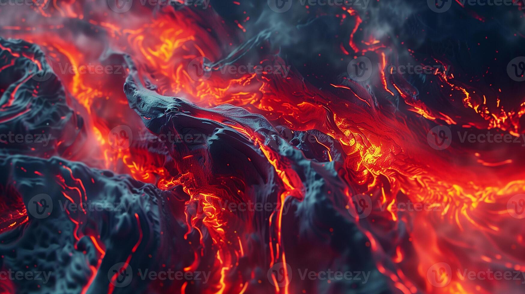 Lava flow captured in 3D, vibrant and powerful, with a minimalist space for messaging photo