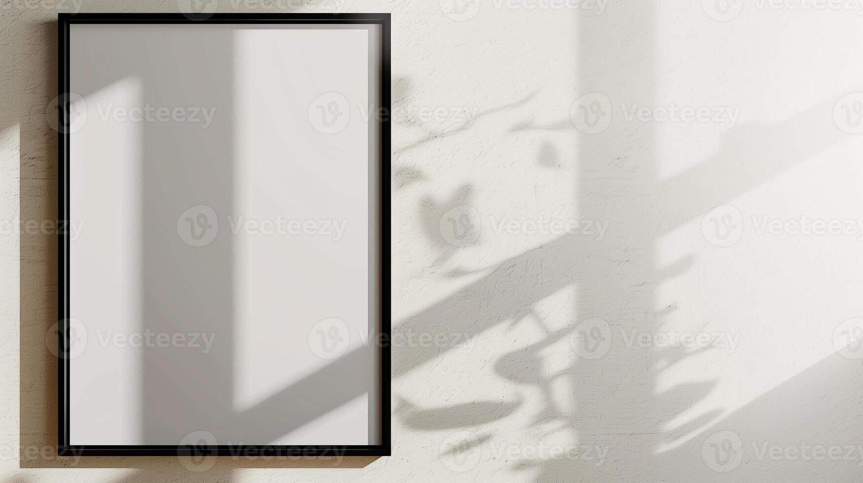 Black picture frame hanging on the wall. photo