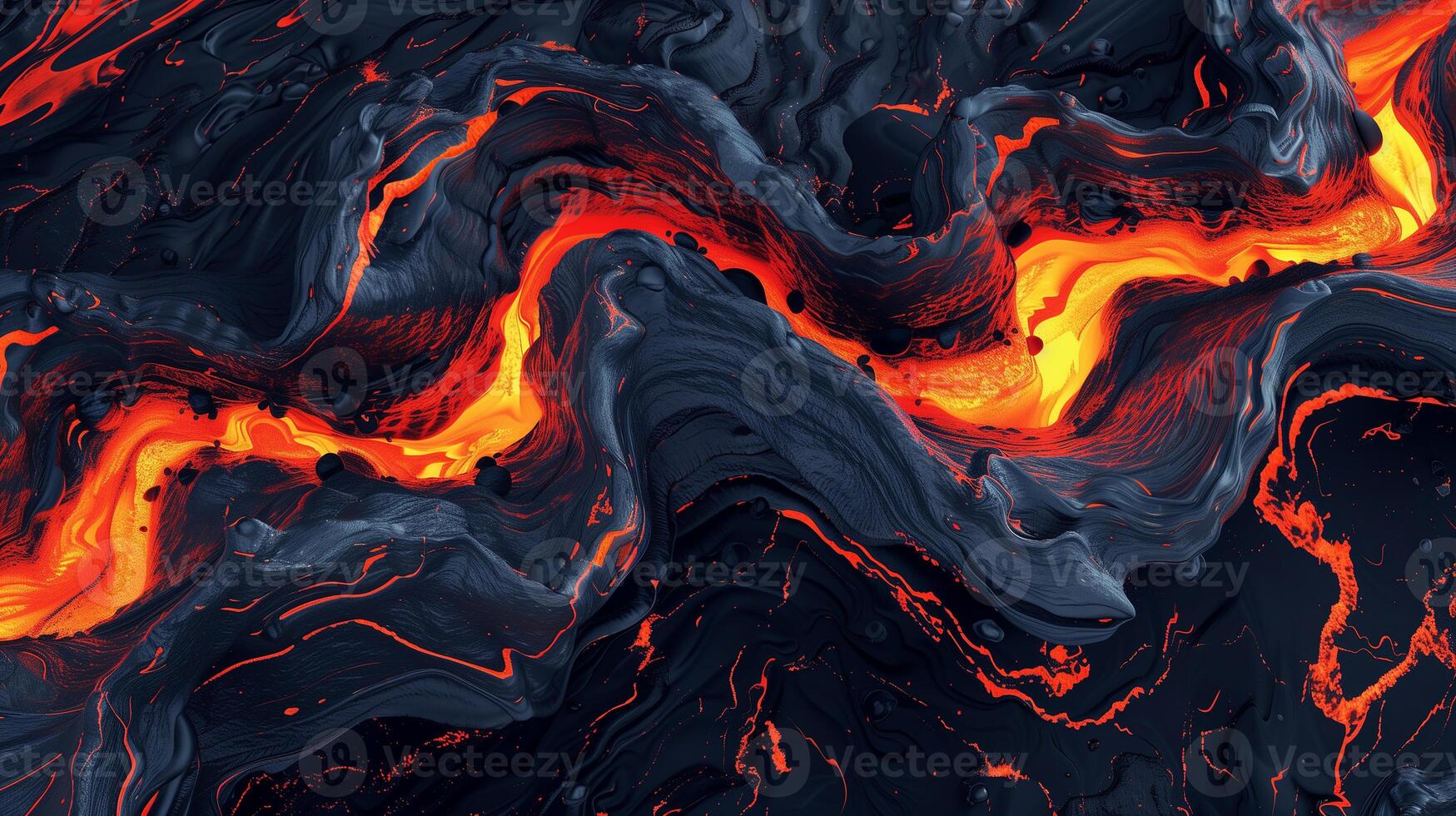 Lava flow captured in 3D, vibrant and powerful, with a minimalist space for messaging photo