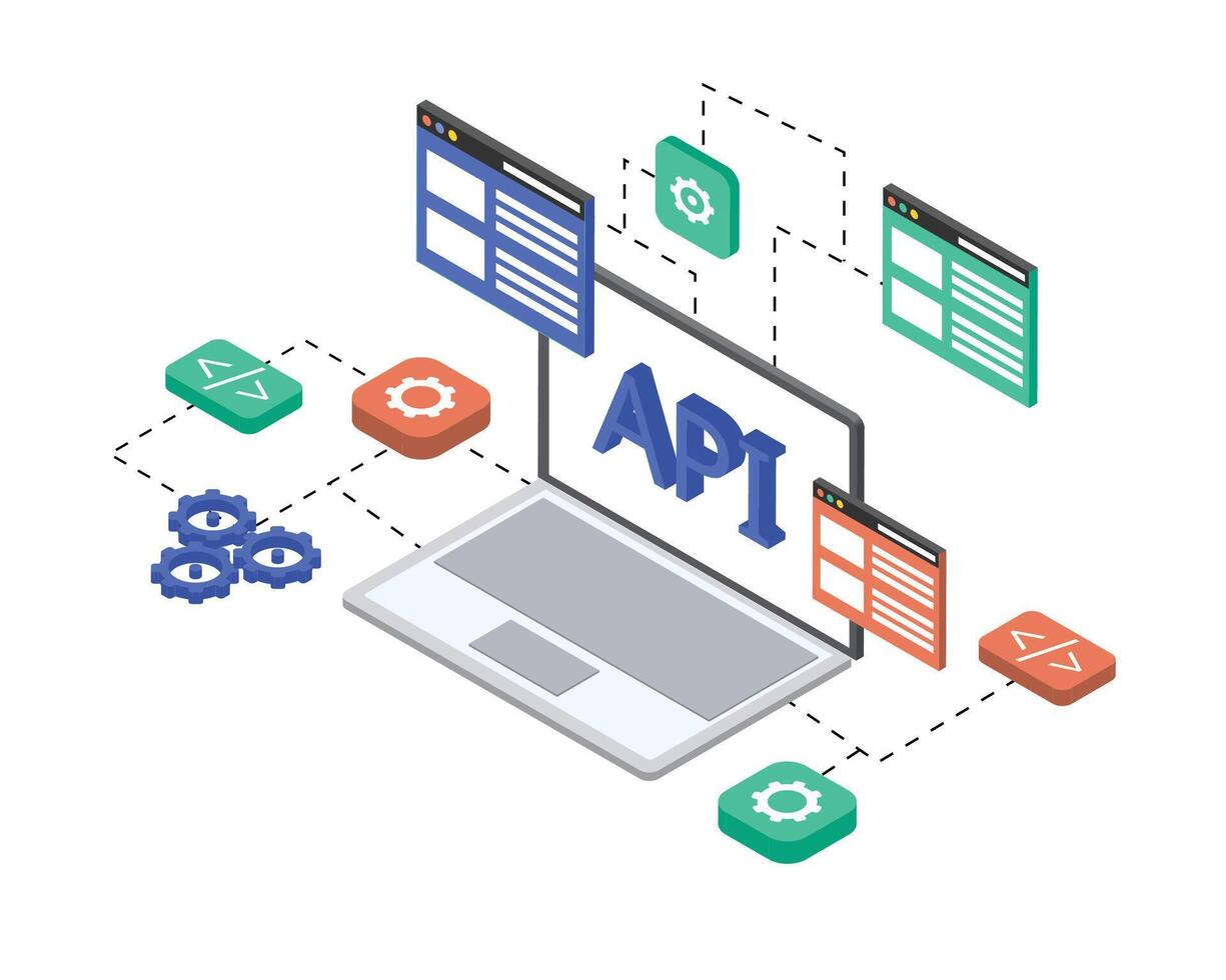 API development or Application Programing Interface to connect client and server vector