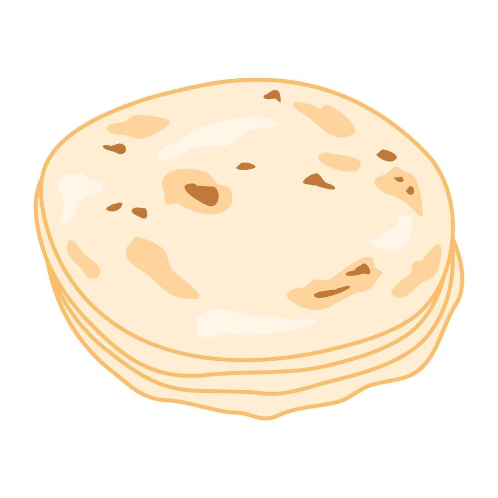 Chapati or Tanturi Roti food illustration vector