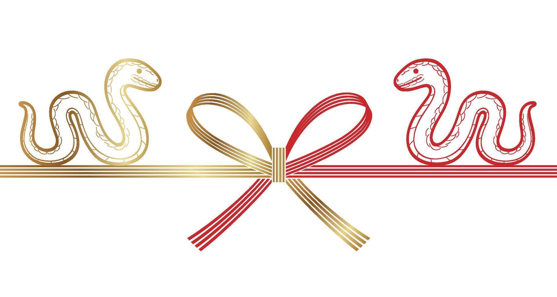 Mizuhiki - Japanese Decoration Strings - For The Year Of The Snake Vintage Greeting Symbol Isolated On A White Background. vector