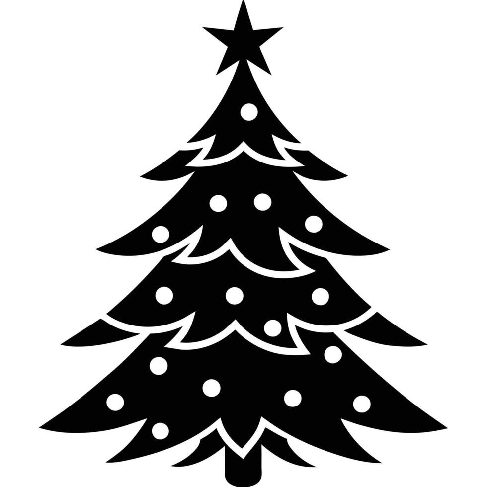 Christmas Tree silhouette clipart, Vintage tree vector