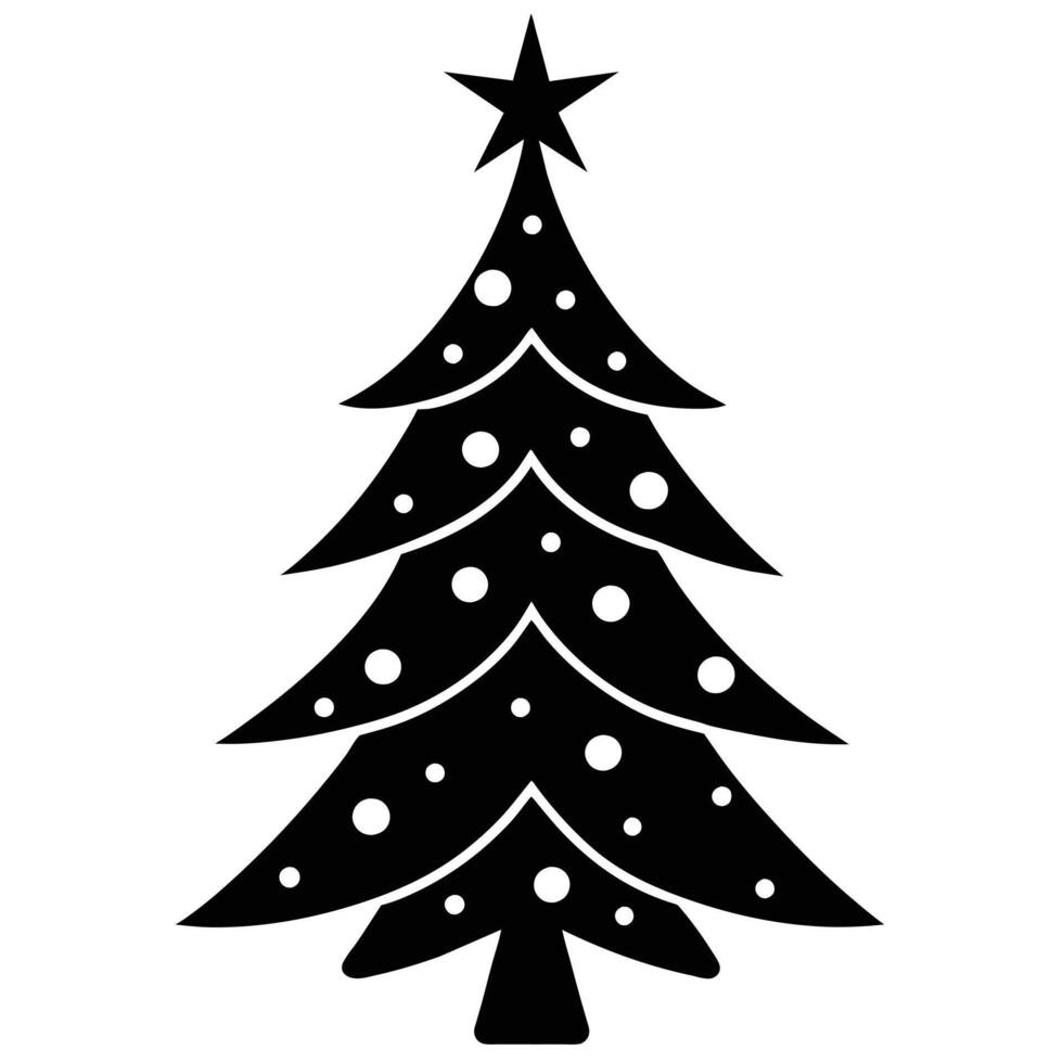 Christmas Tree silhouette clipart, Vintage tree vector