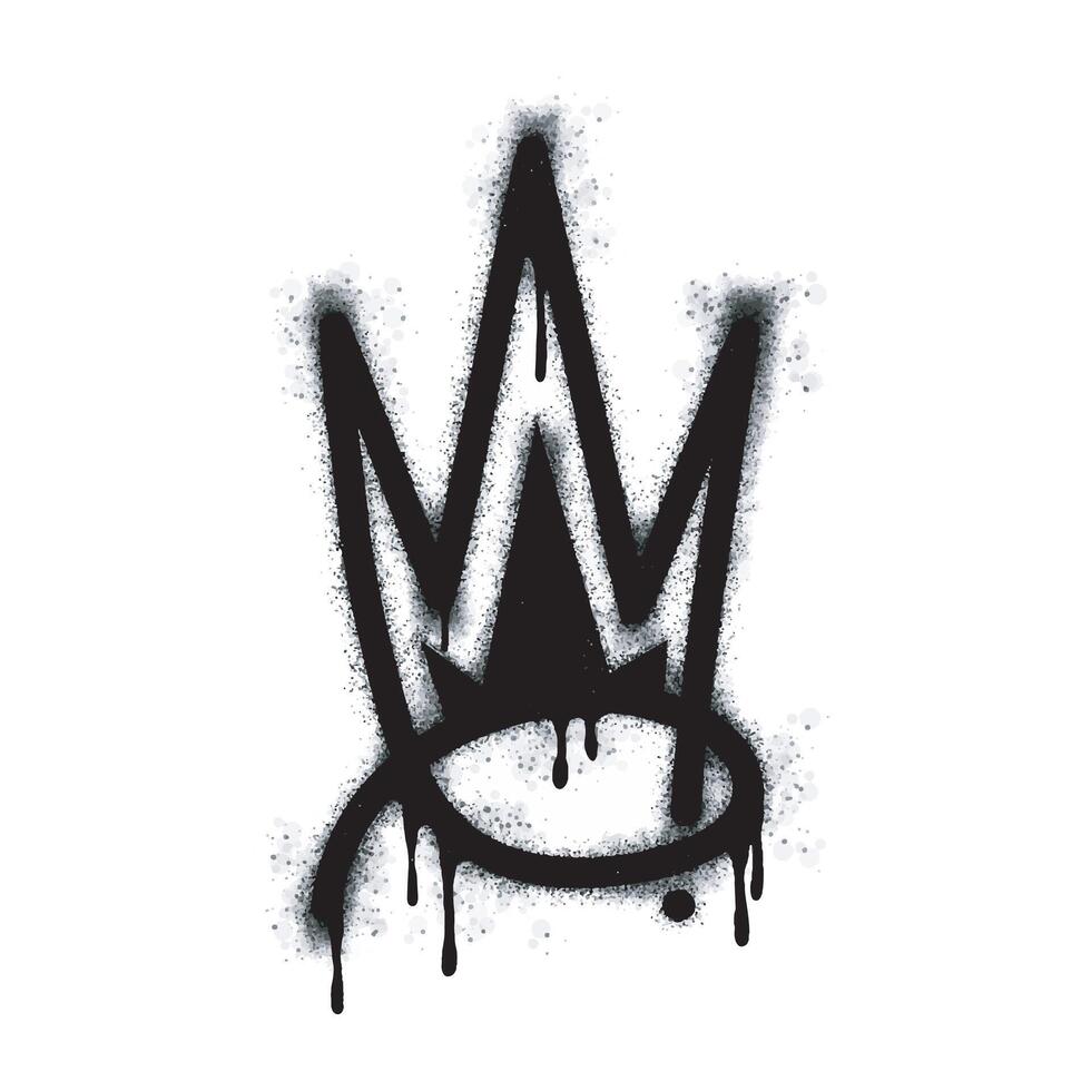 Spray painted graffiti crown sign in black over white. Crown drip symbol. isolated on white background. vector