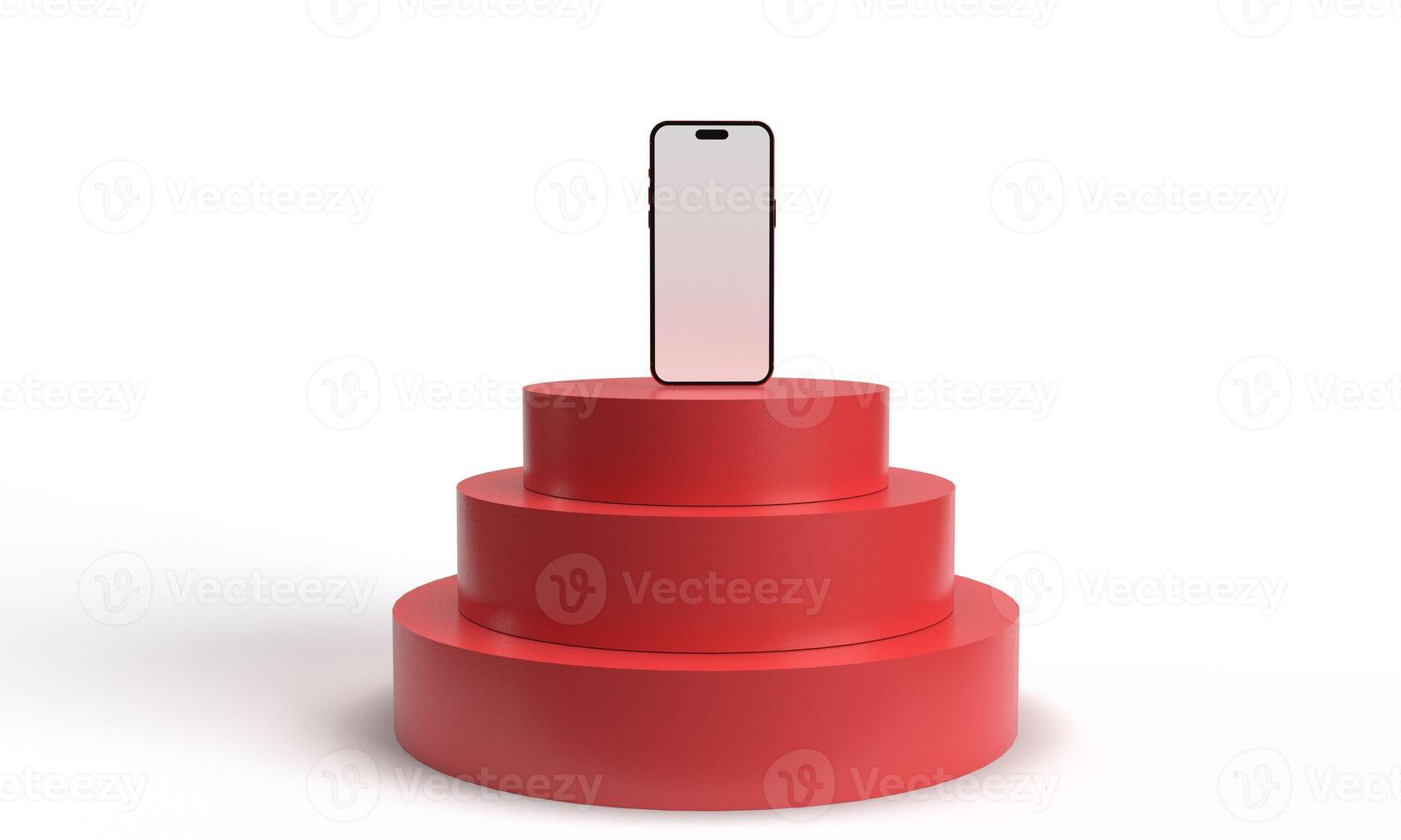 ed pink orange color podium step showcase mobile phone tablet mock up technology screen display advertisement marketing sale telephone device business blank design presentation 3d presentation studio photo