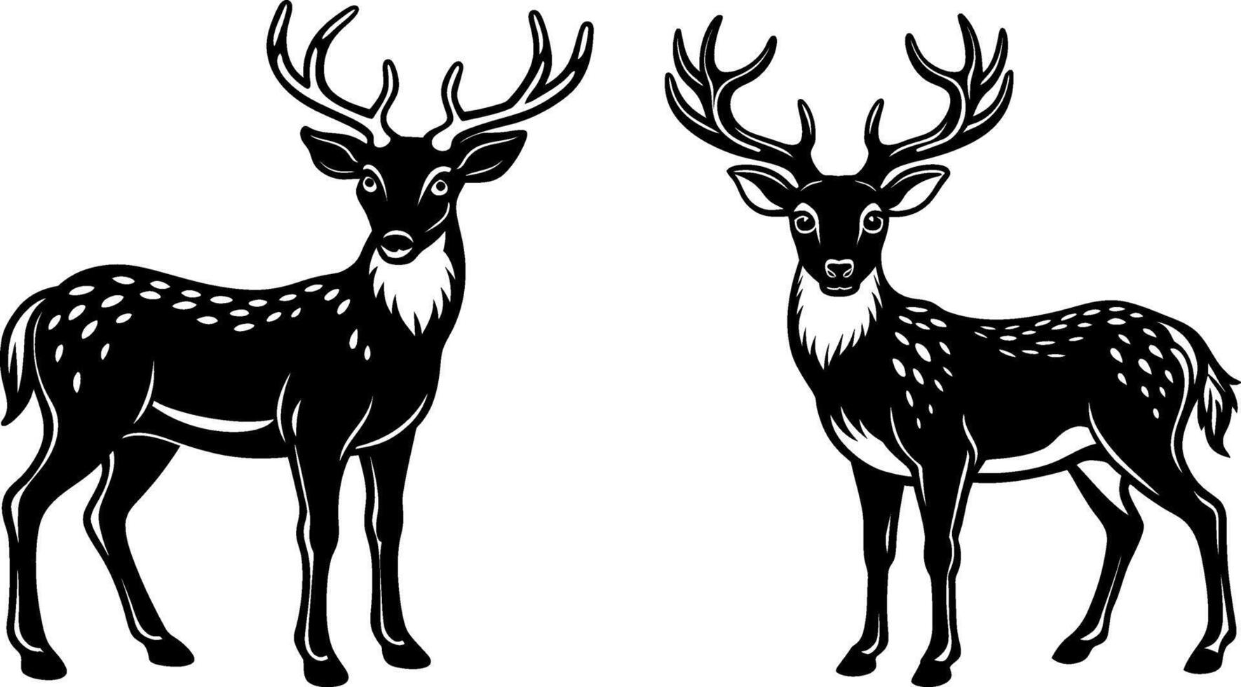 set of deer silhouettes vector