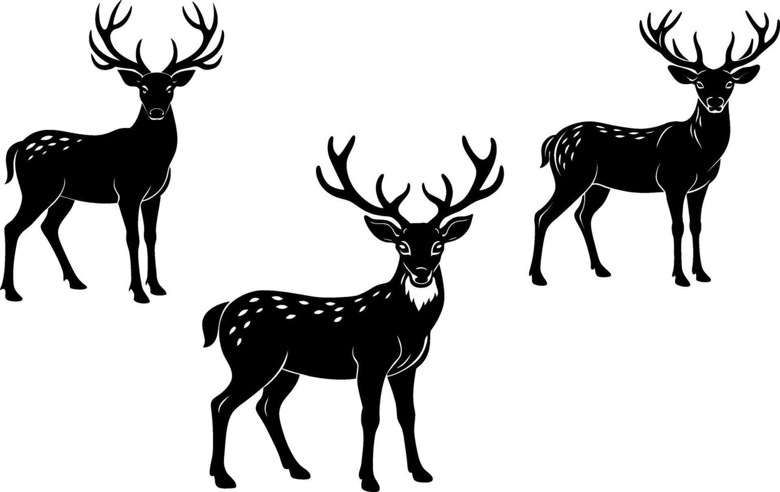 set of deer silhouettes vector