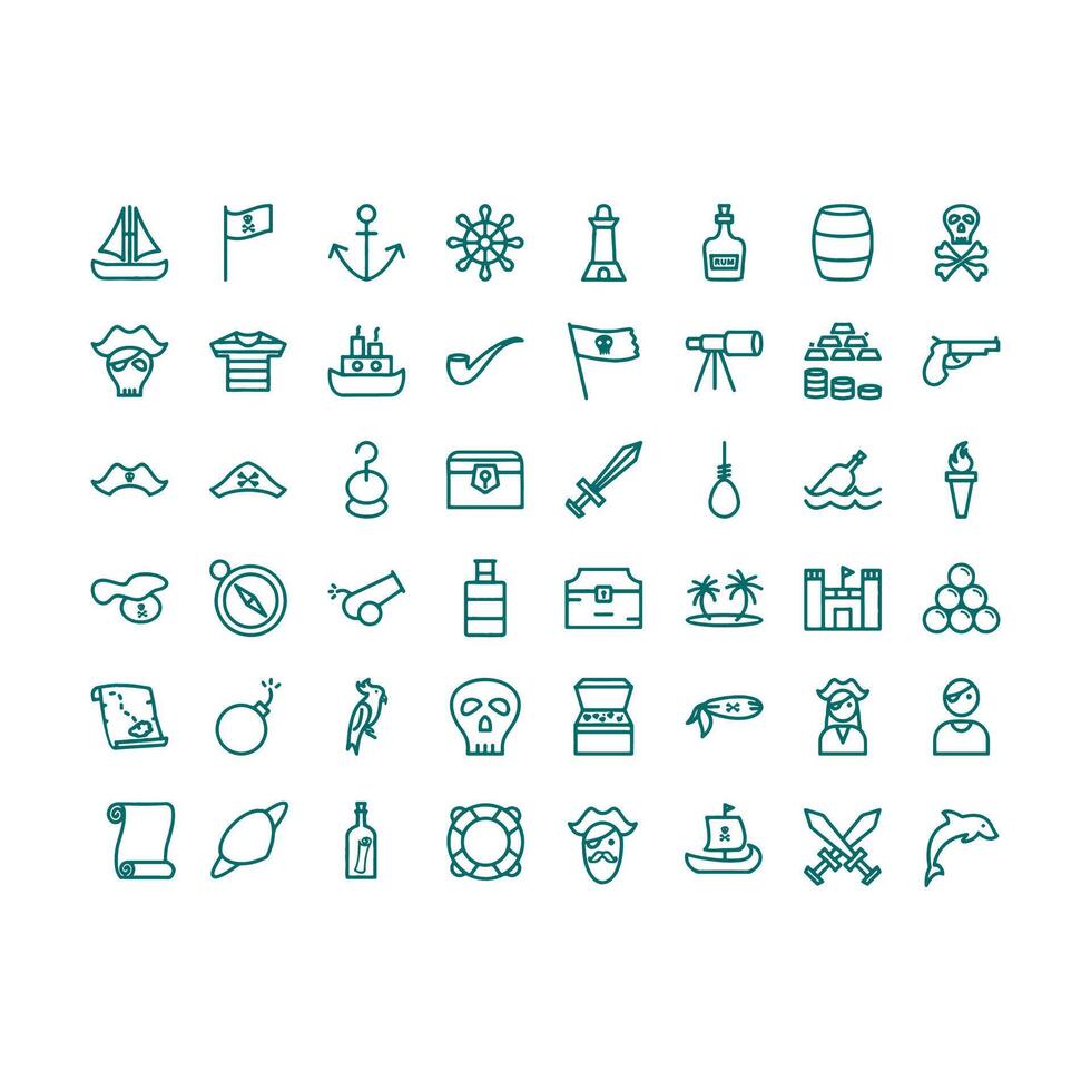 pirate icon collection vector
