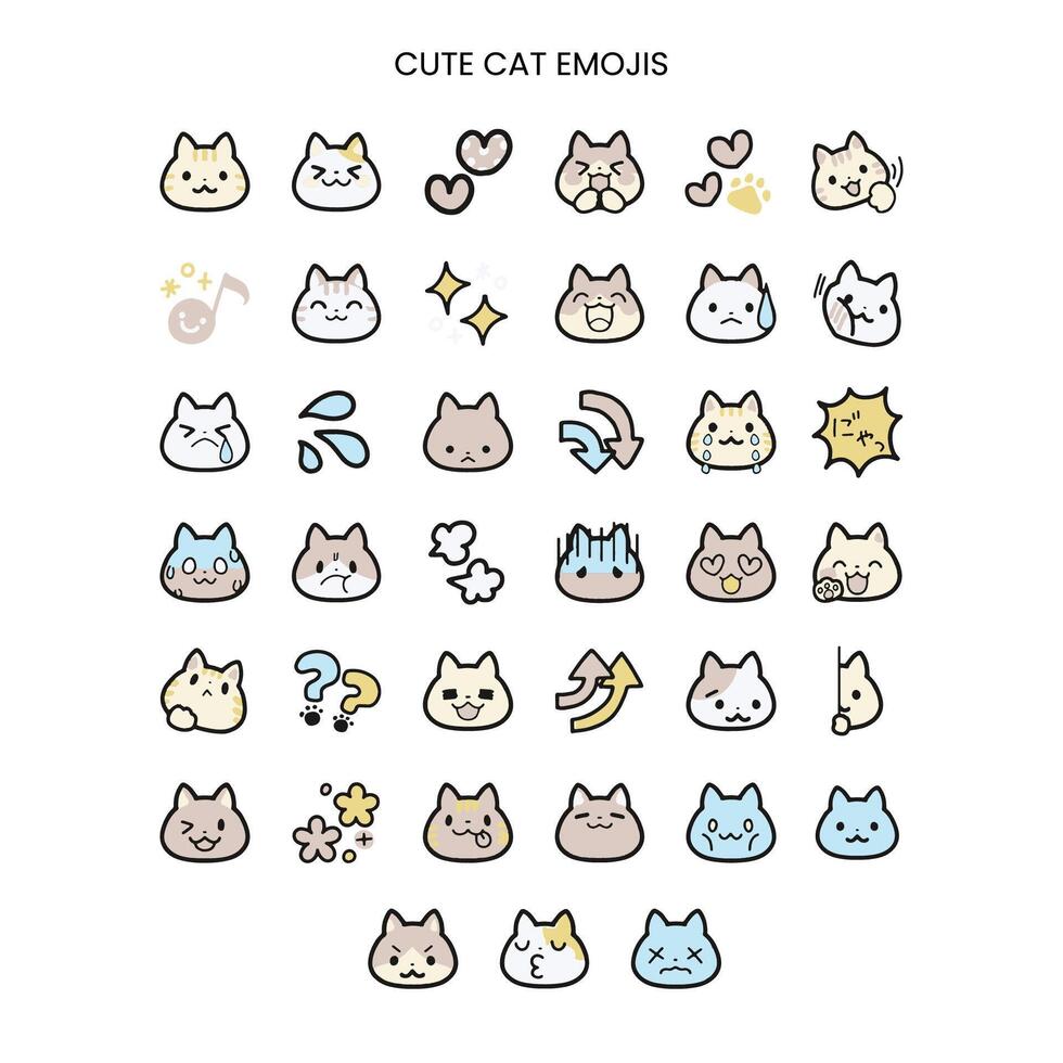 Cat emoji set vector