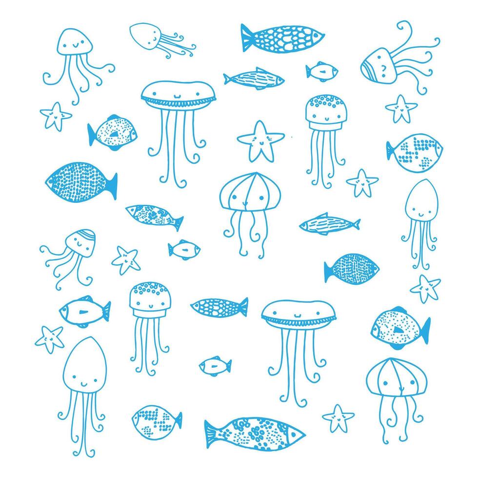 Sea animal collection vector