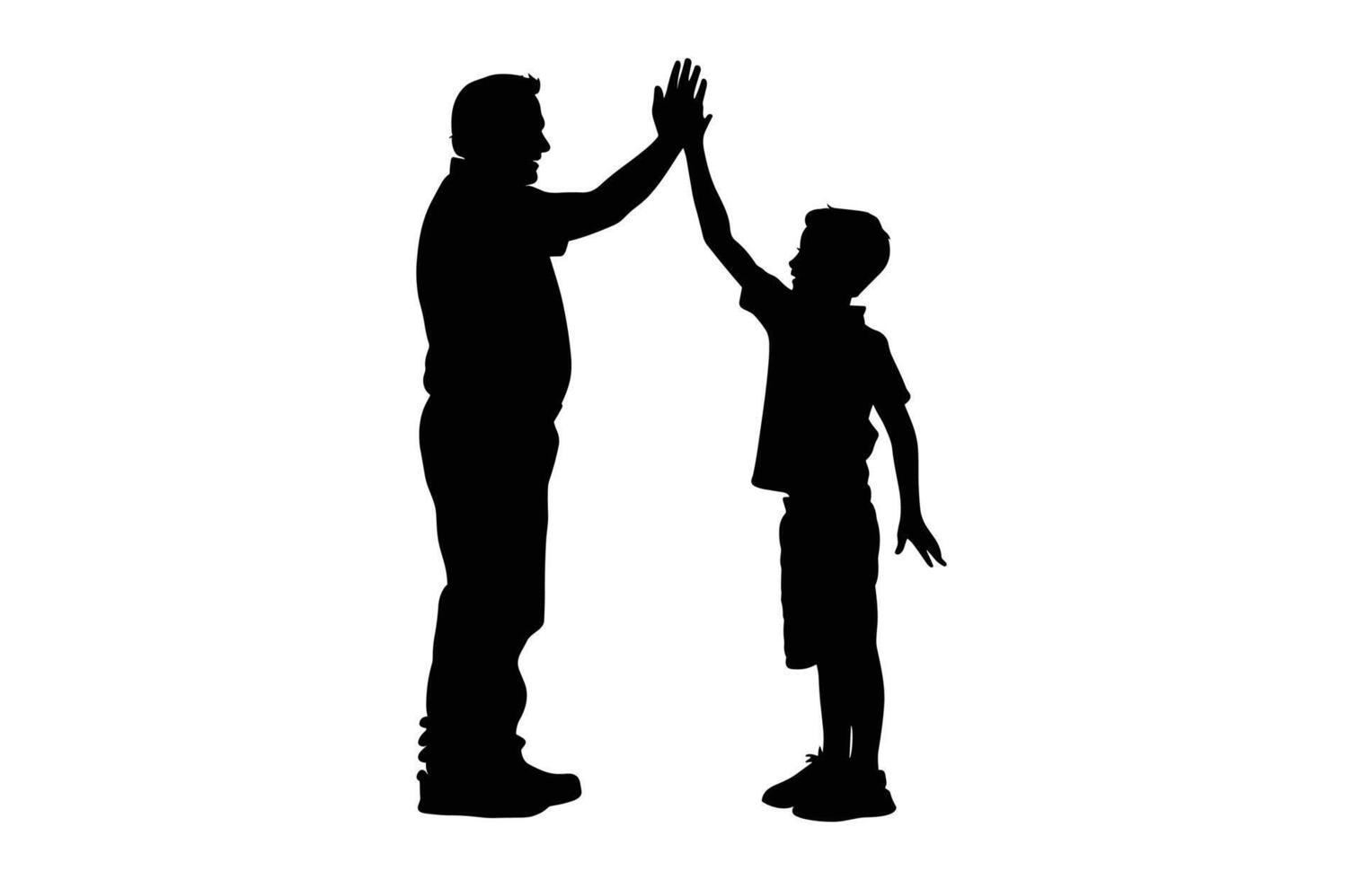 Dad and Son high five Silhouette black Clip art vector