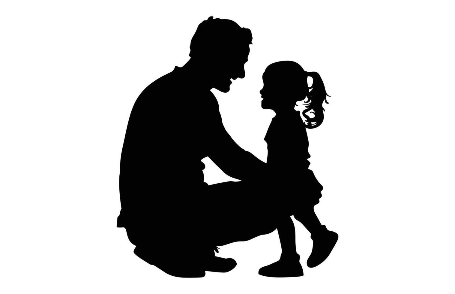 Father and daughter playing on the ground Silhouette Clip art vector
