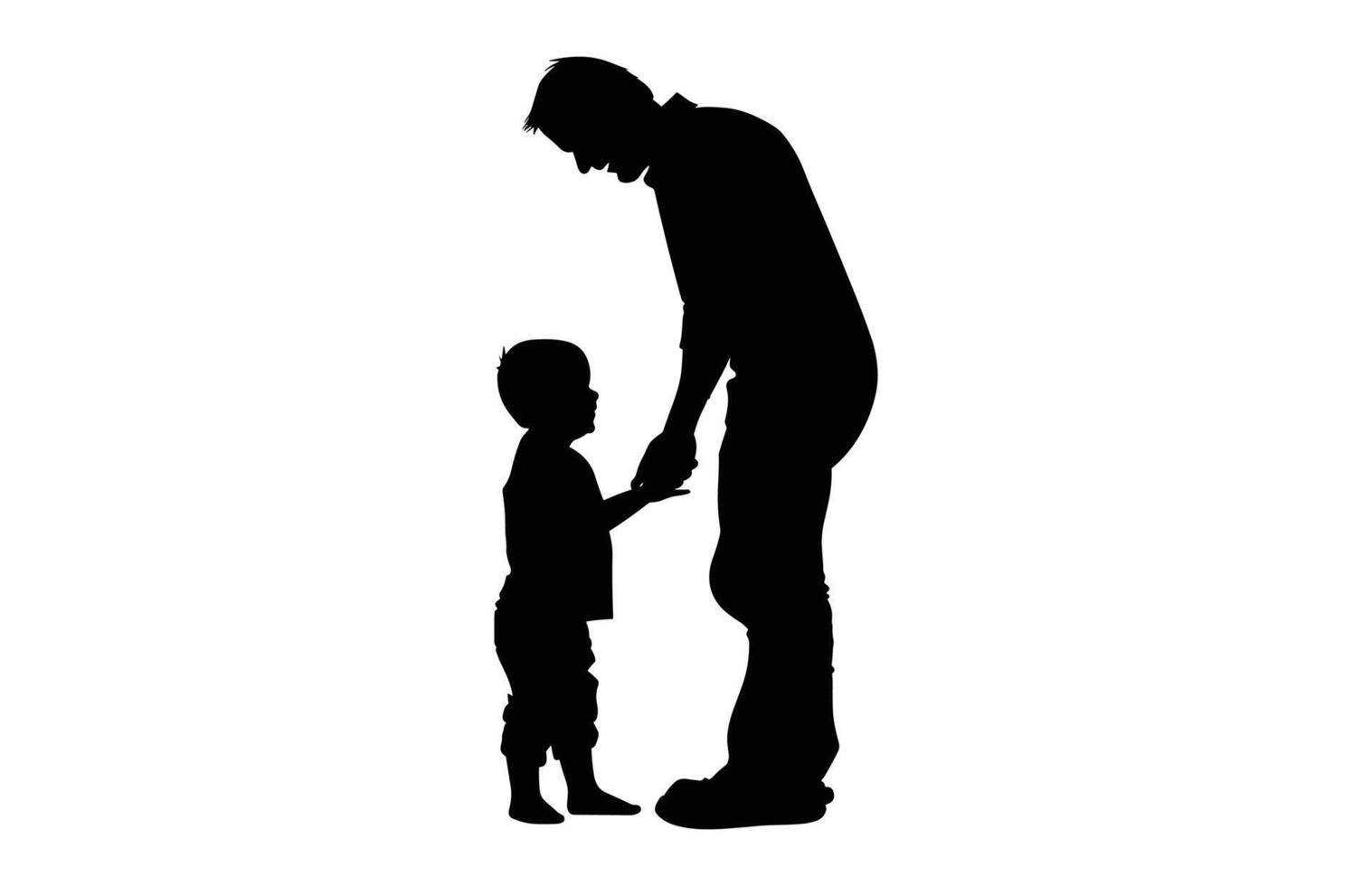Father Toddler Son Silhouette Clip art isolated on a white background vector