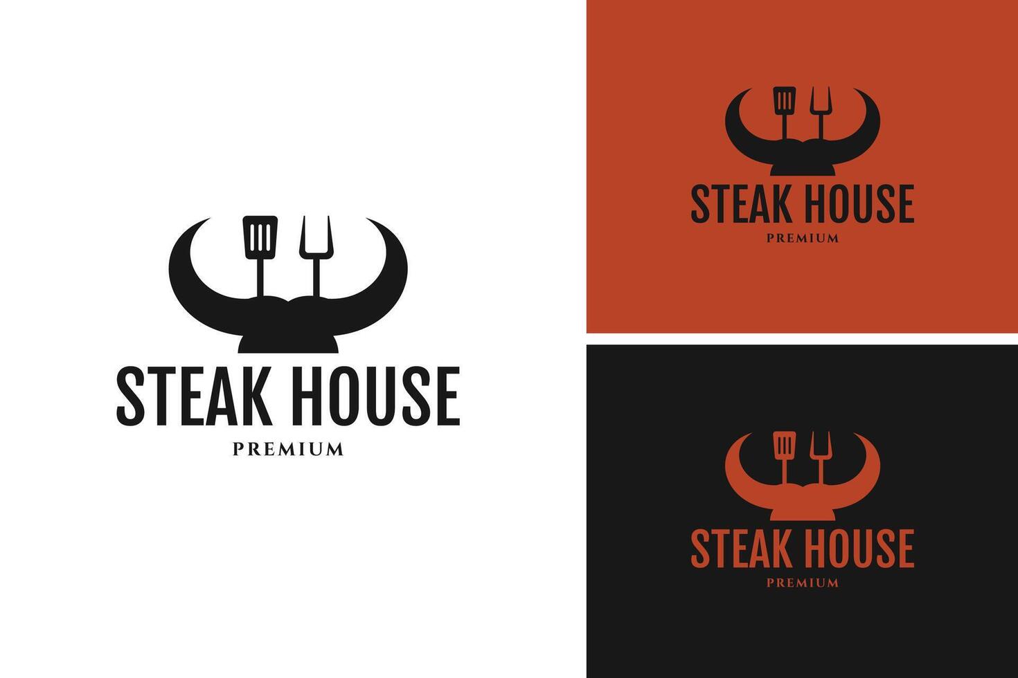 Bull or cow head icon for steak house, BBQ, grill, meat restaurant logo design template illustration idea vector