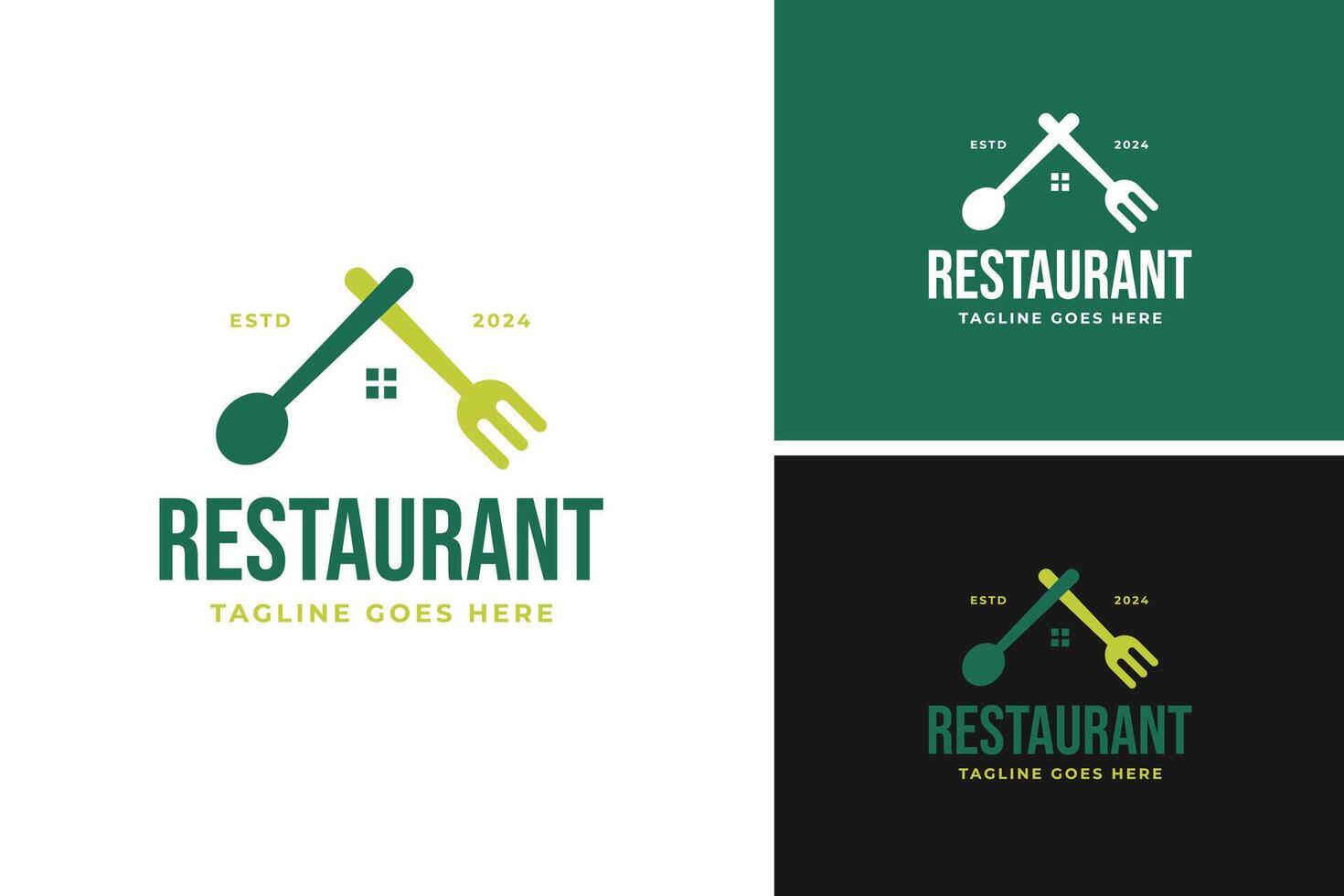 Fork and spoon house logo design template illustration idea vector