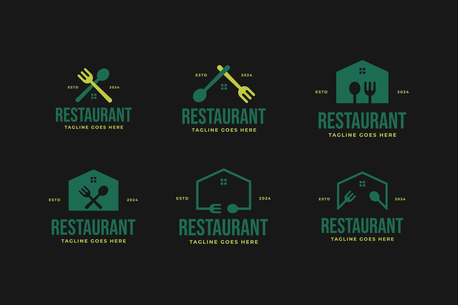 Fork and spoon house logo design template illustration idea vector