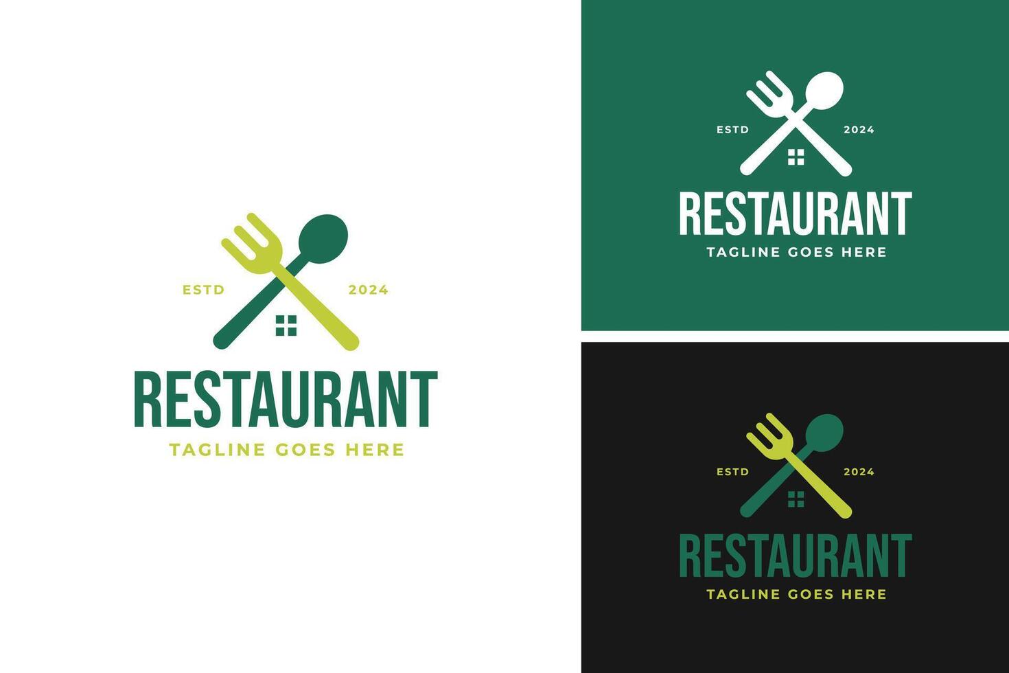 Fork and spoon house logo design template illustration idea vector