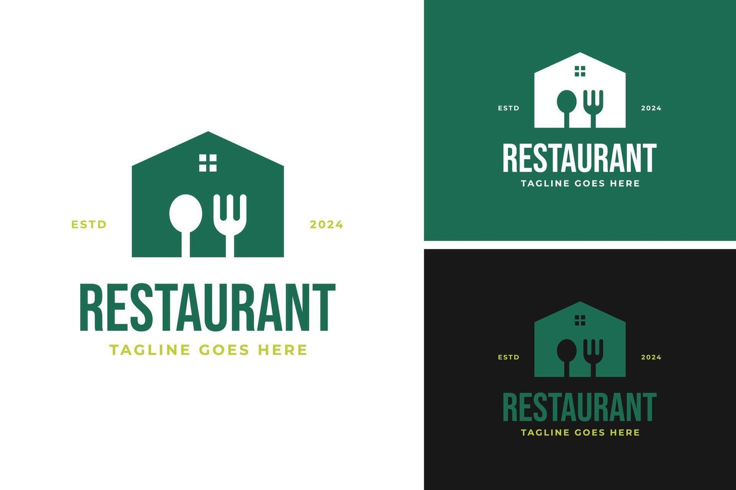 Fork and spoon house logo design template illustration idea vector