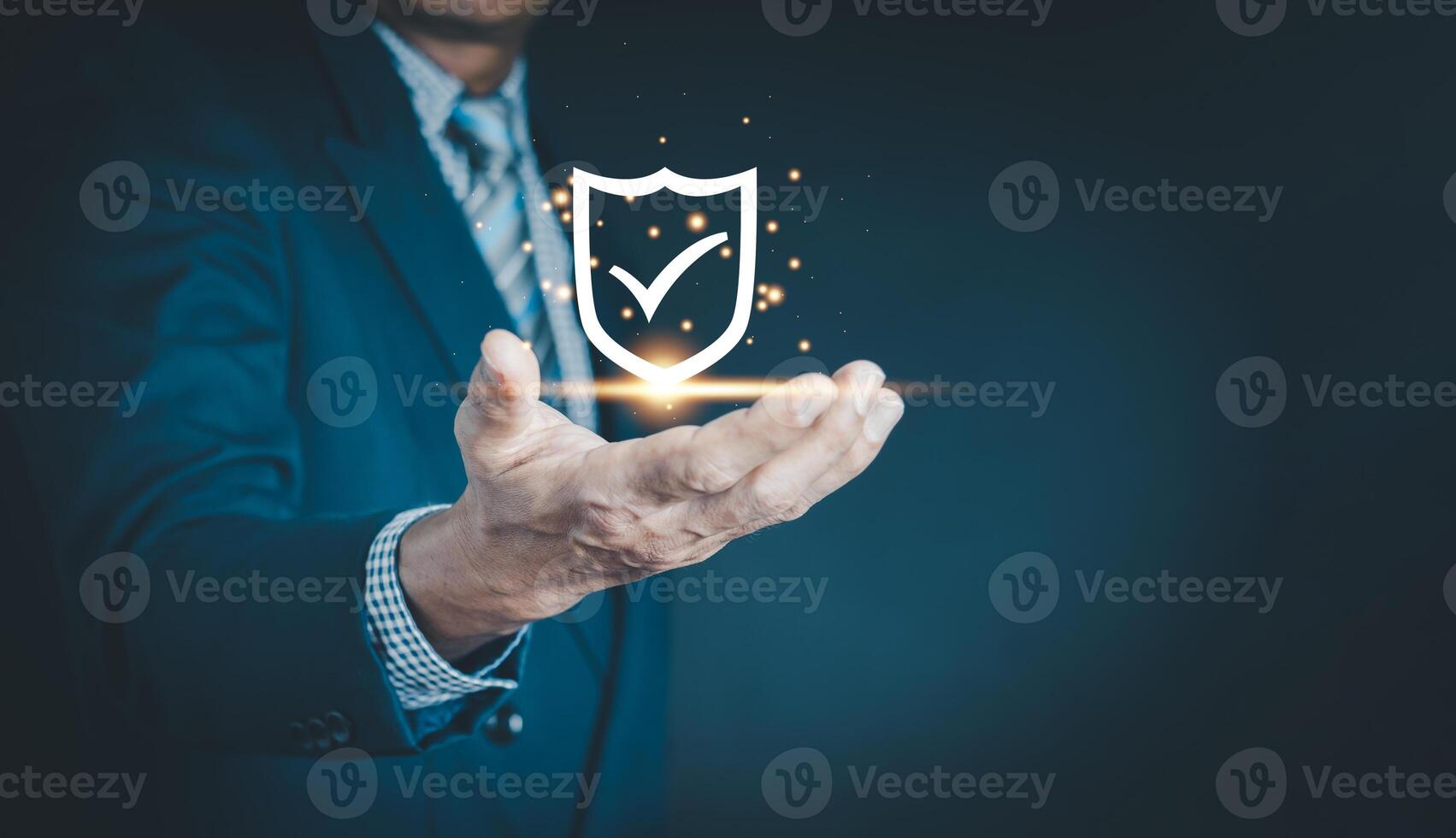 Safety quality management concept. Certified guarantee approval or Secure access system. identity proofing for security protection system photo