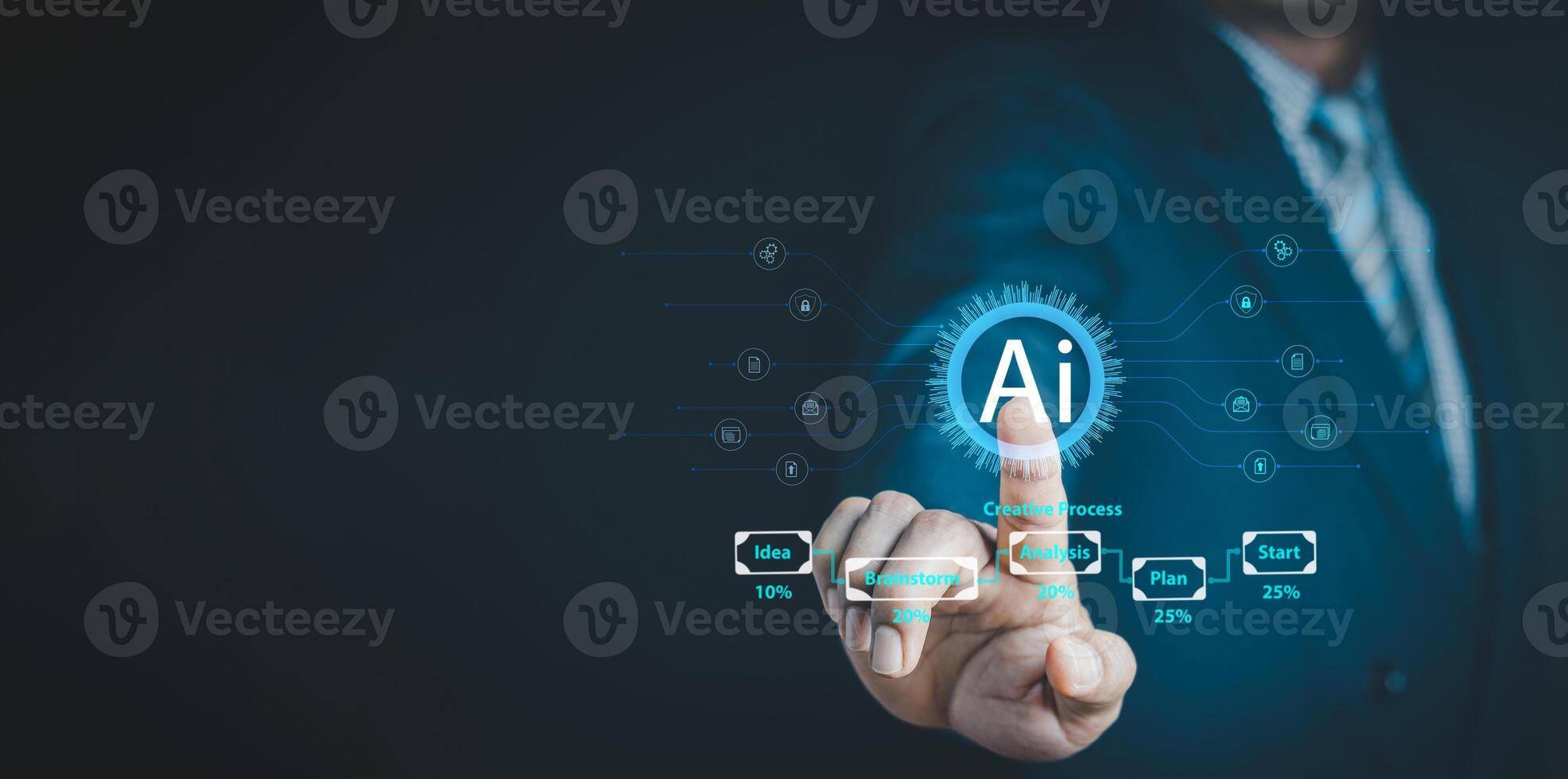 AI, Artificial Intelligence, technology smart robot AI, artificial intelligence by enter command prompt for generates something, Futuristic technology transformation, Chatbot, assistant, secretary. photo