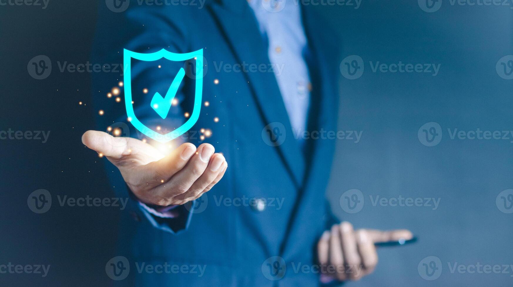 Safety quality management concept. Certified guarantee approval or Secure access system. identity proofing for security protection system photo