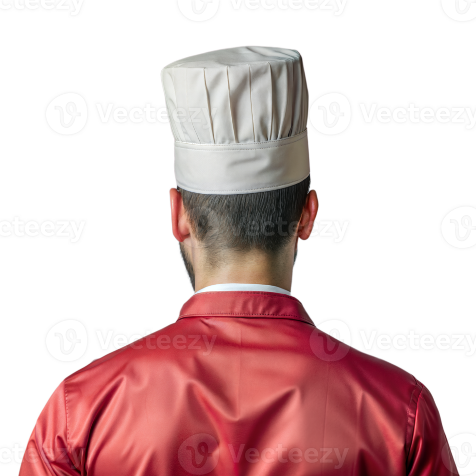 Chef in red uniform and hat with transparent background png