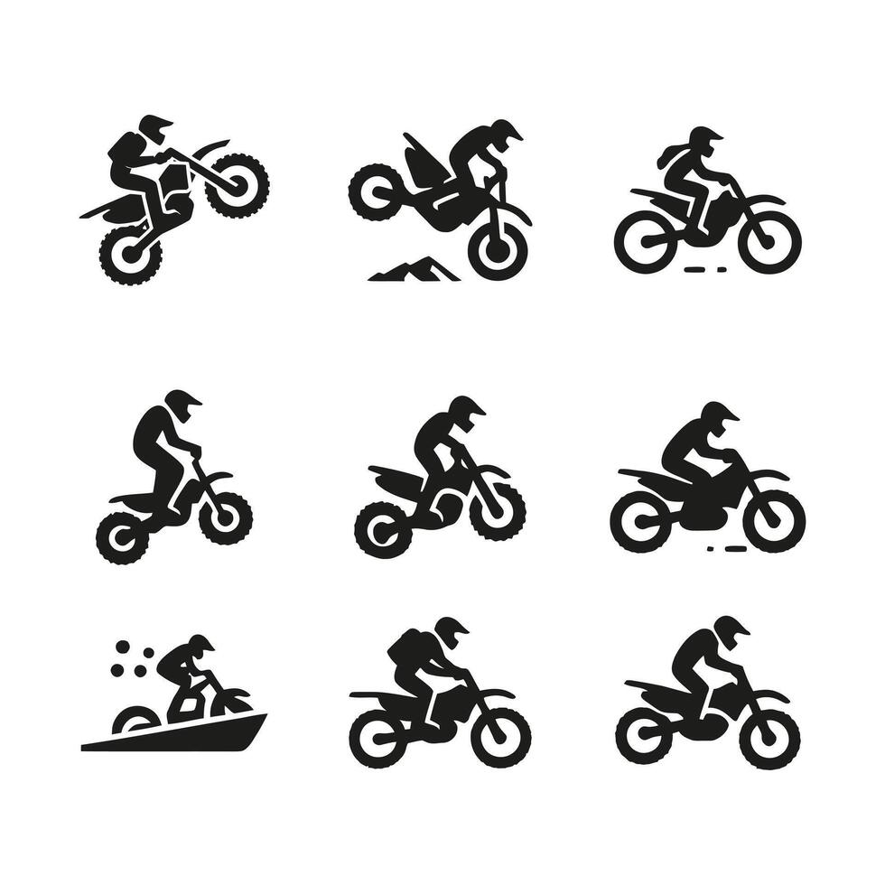 Hand drawn bike silhouette set vector