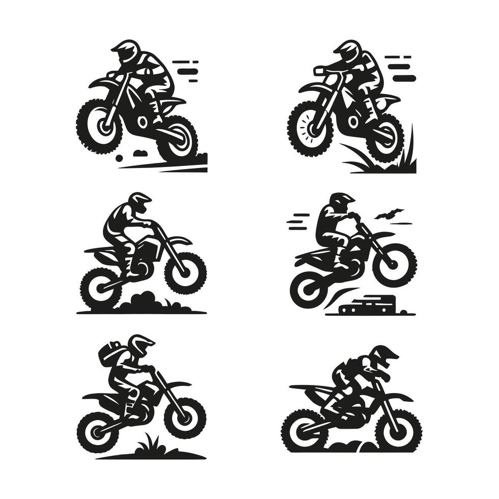 Hand drawn bike silhouette set vector