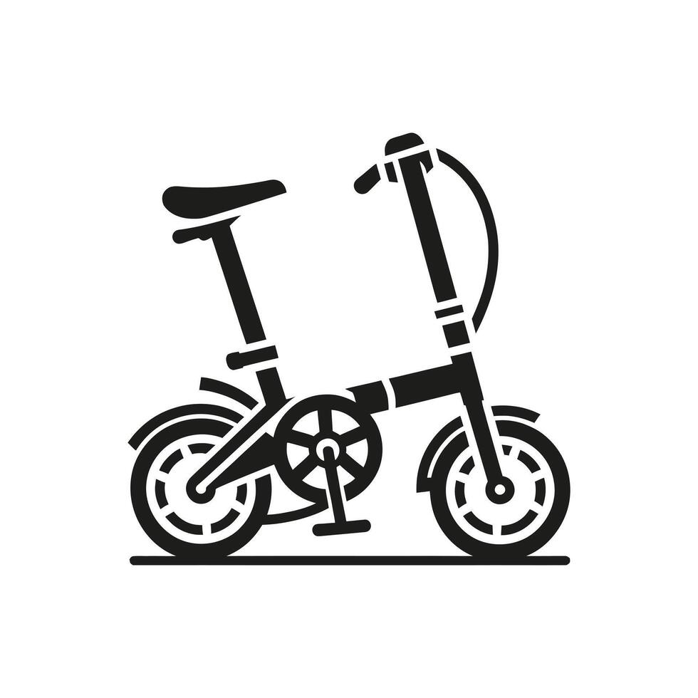 Folding bicycle silhouette vector