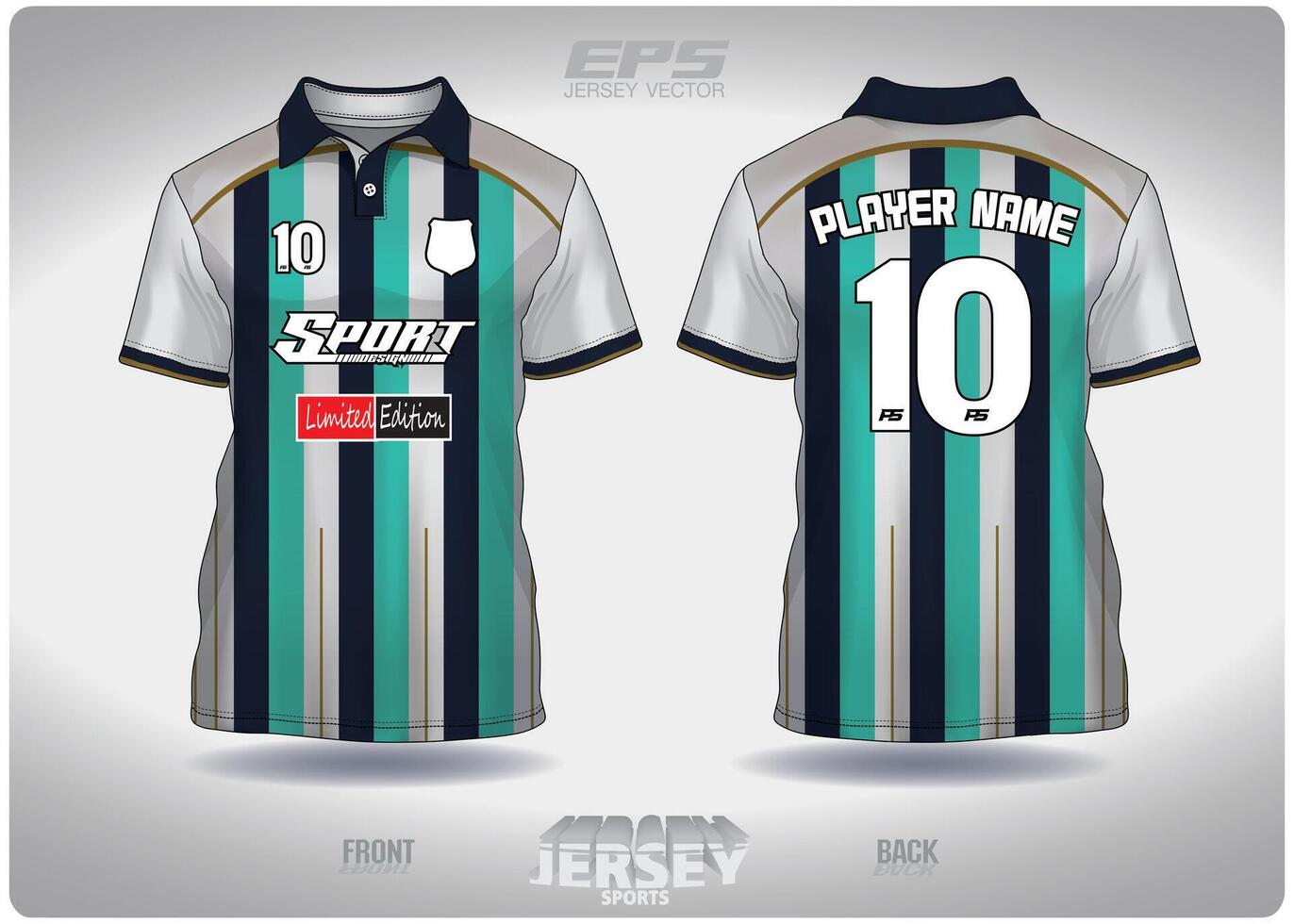 EPS jersey sports shirt .Vertical stripes mint green white pattern design, illustration, textile background for sports poloshirt, football jersey poloshirt vector