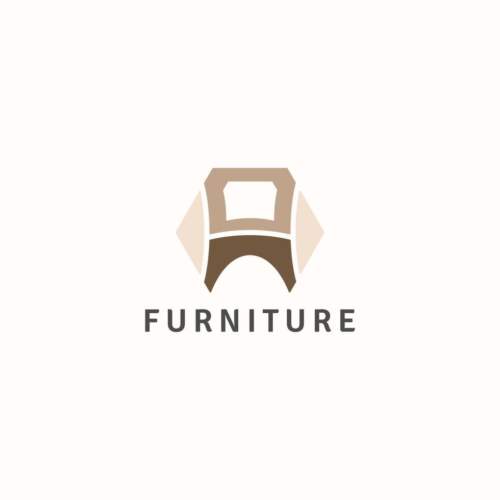 Combined chair and hexagon logo. vector