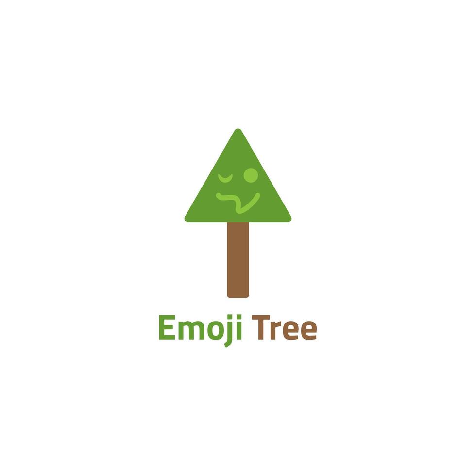 Unique emoji logo with tree shape. vector