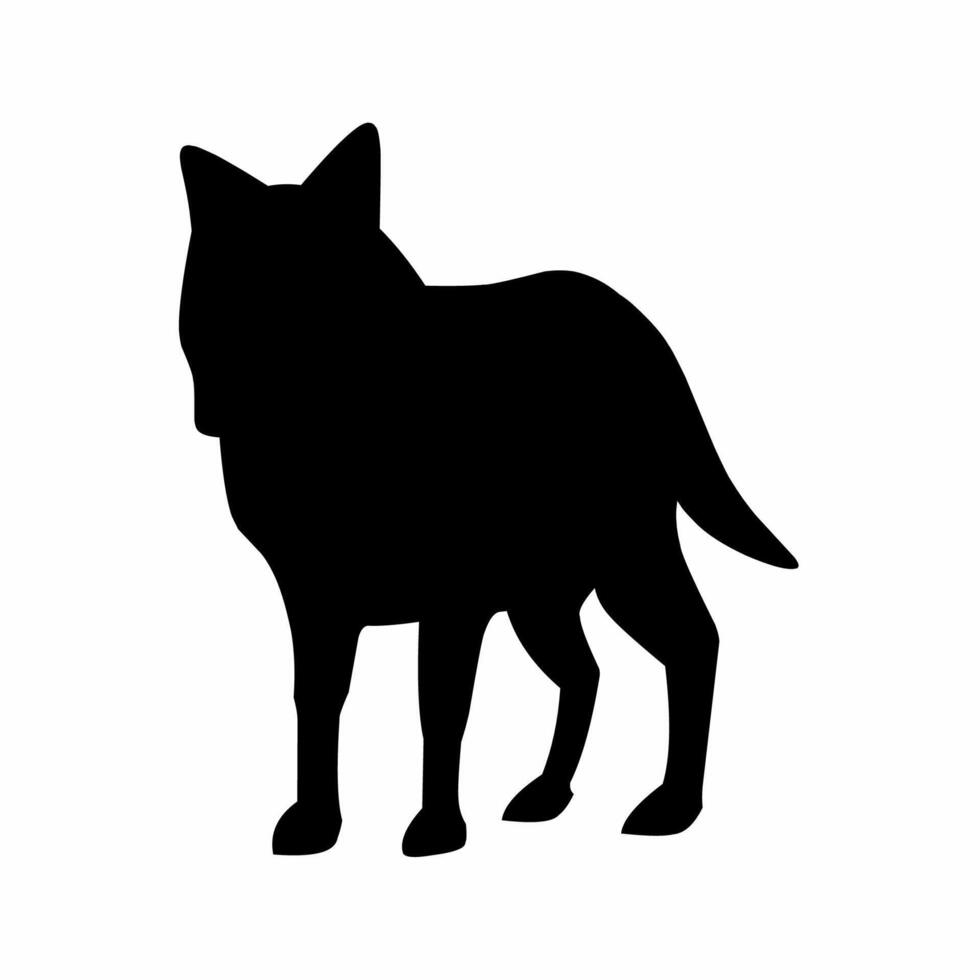 Wolf silhouette icon for wildlife, forest or hunting vector