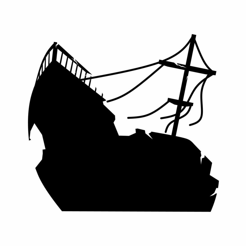 Shipwreck icon for sunken, pirate, crash or accident vector