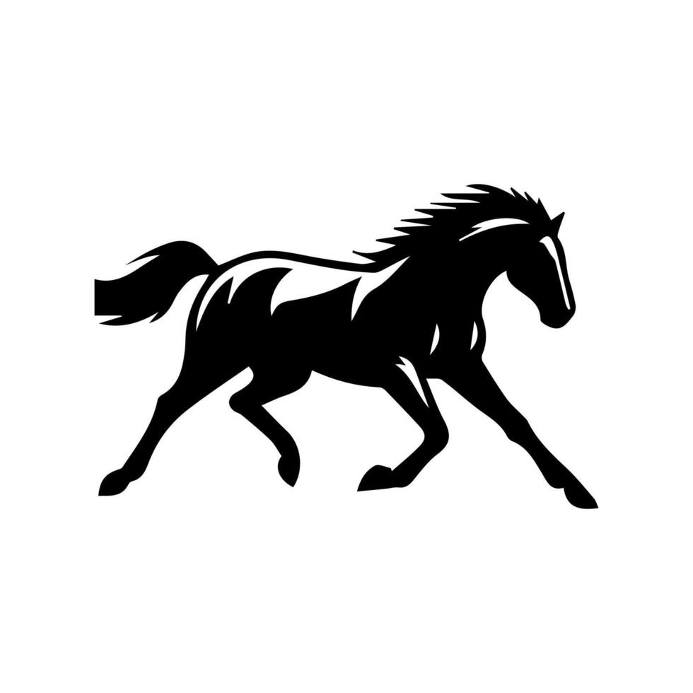 silhouettes of horse. horses running vector