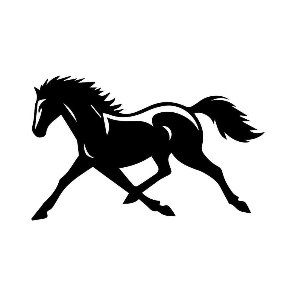 silhouettes of horse. horses running vector