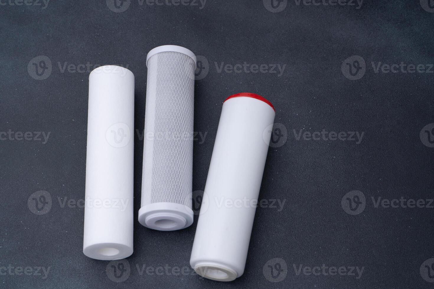 Water filters. Carbon and mechanical filter for home. photo
