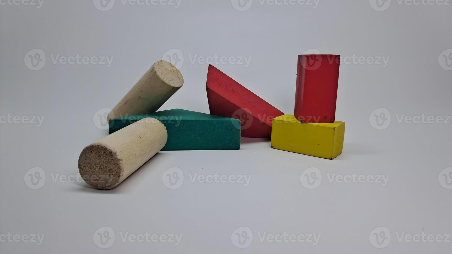 wooden blocks with different colors and shapes photo