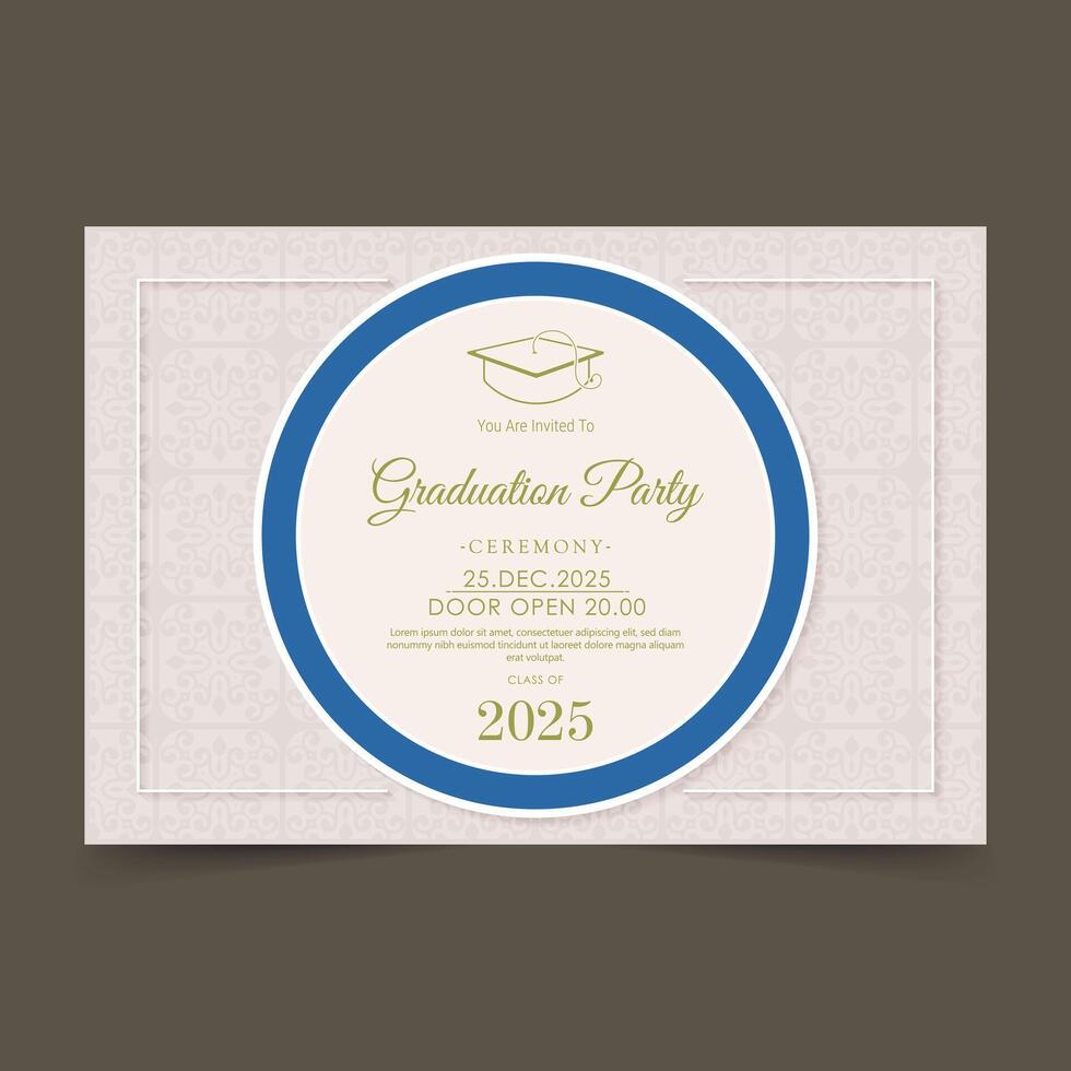 graduation invitation with ornament template vector