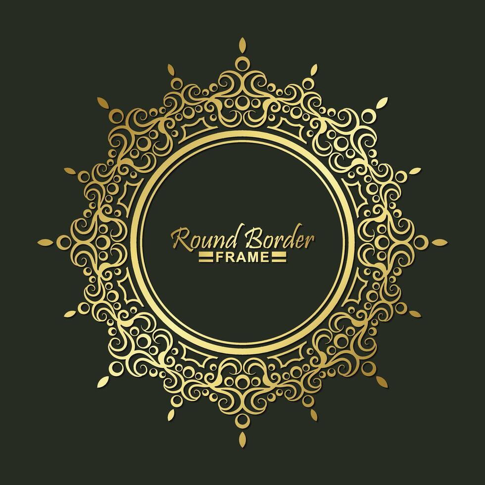Luxury Gold round floral frame design vector