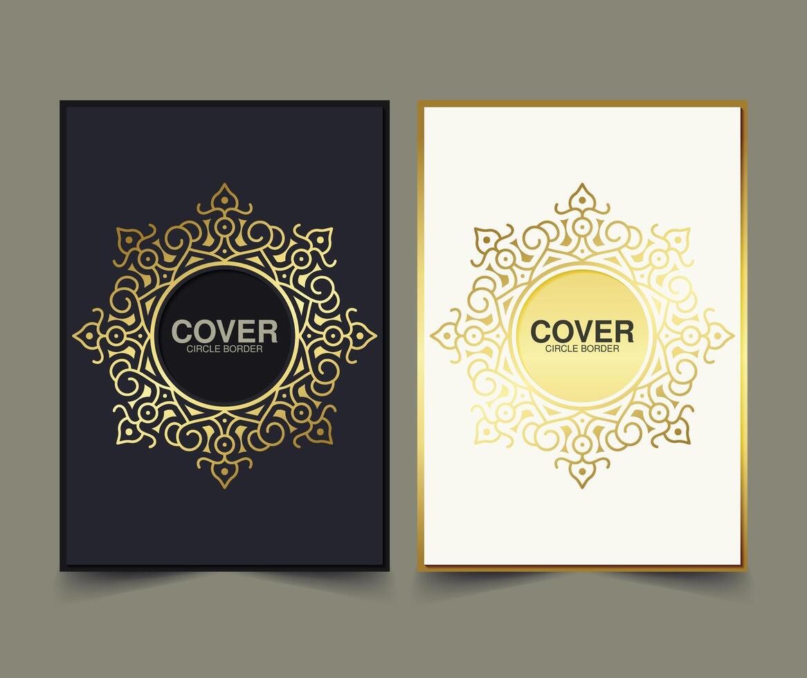 Luxury gold border pattern cover template vector