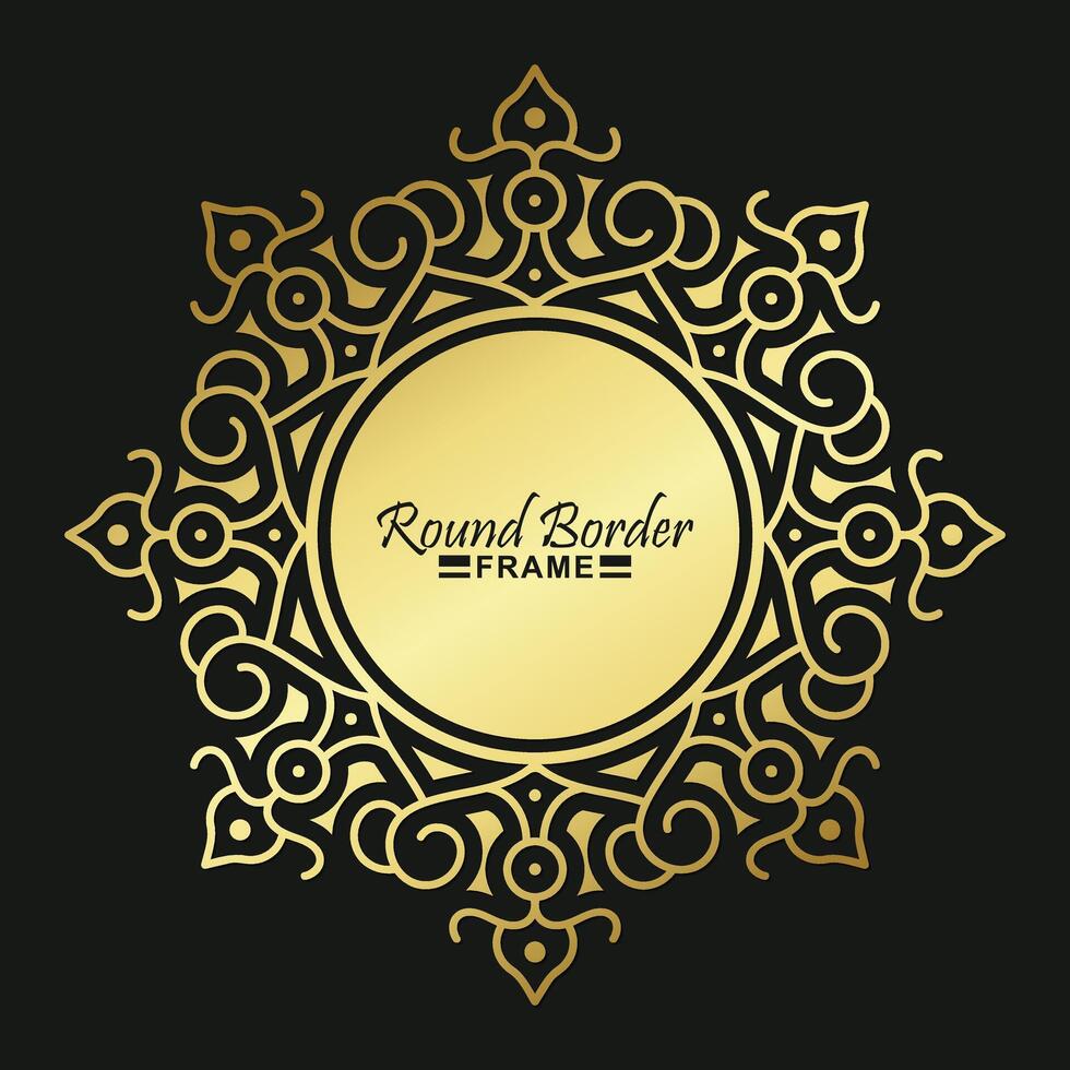 Luxury Gold round floral frame design vector