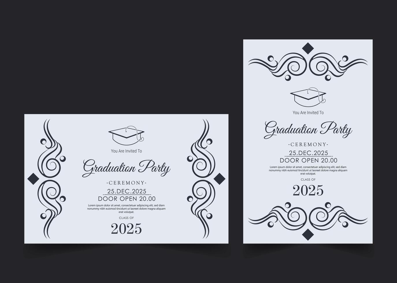 graduation invitation with ornament template vector