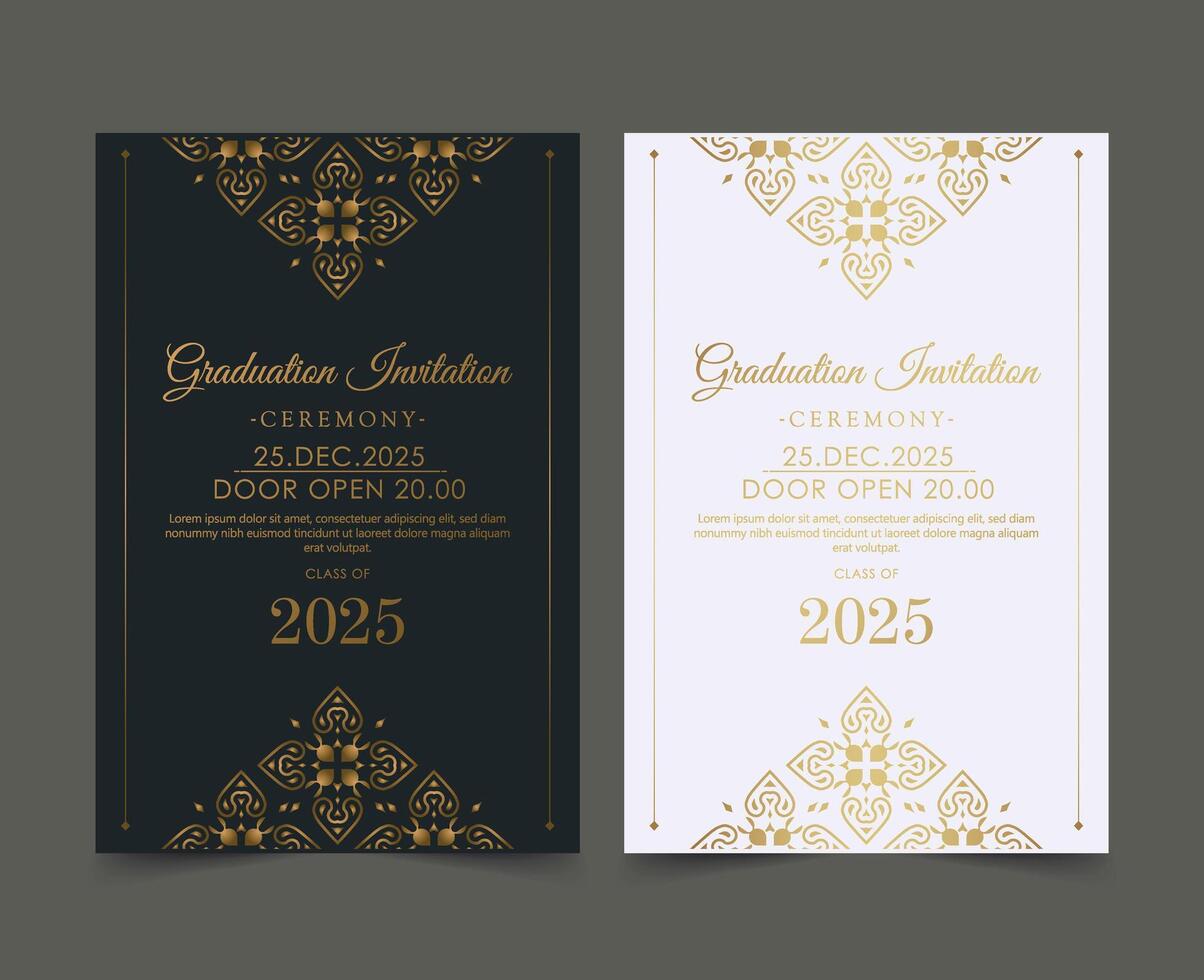Elegant graduation invitation template with ornament vector