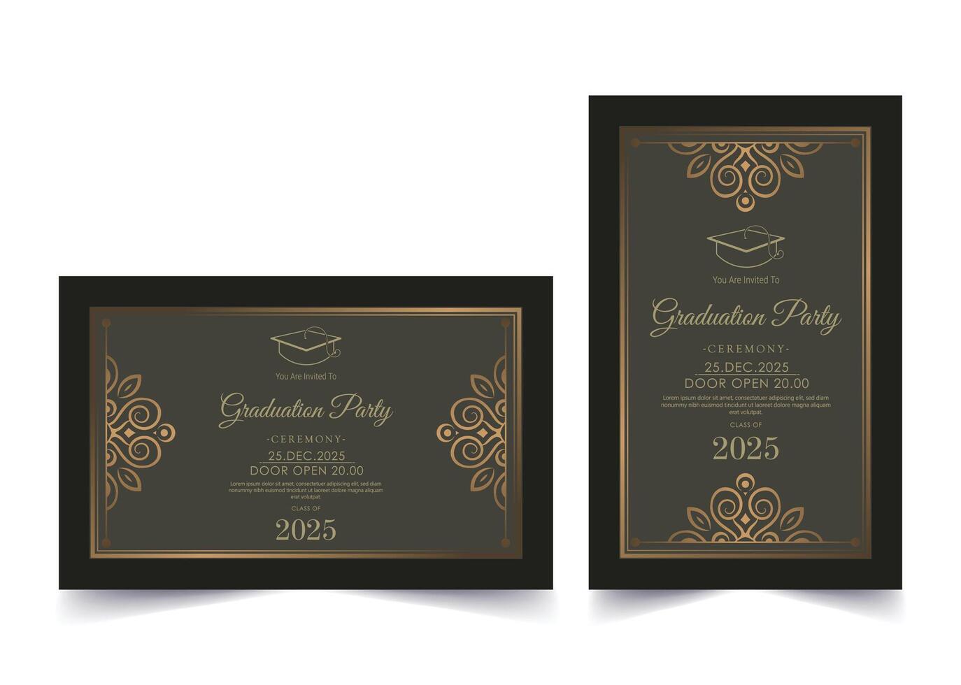 Elegant graduation invitation template with ornament vector